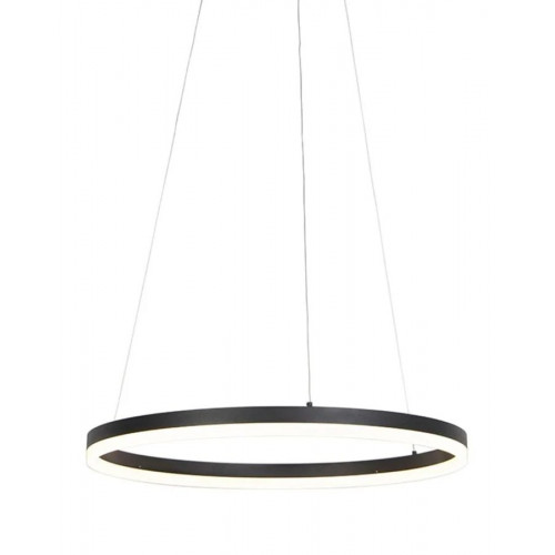 QAZQA Lámpara colgante negra 60cm con LED dimmer