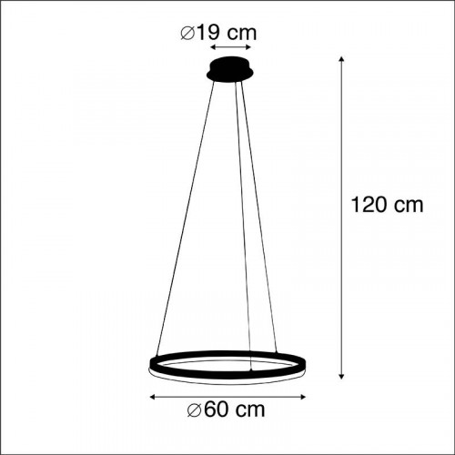 QAZQA Lámpara colgante negra 60cm con LED dimmer