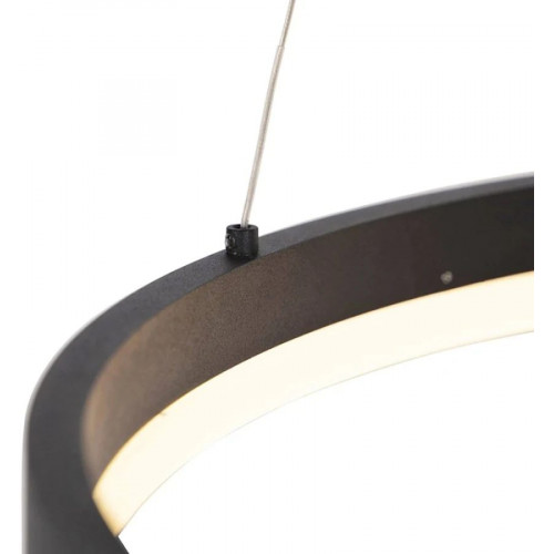 QAZQA Lámpara colgante negra 60cm con LED dimmer