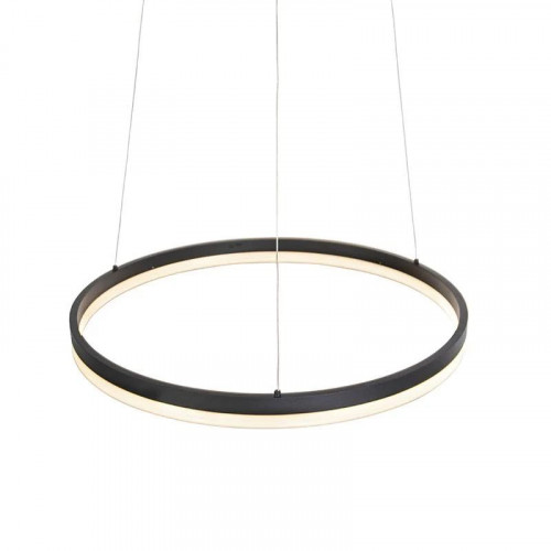 QAZQA Lámpara colgante negra 60cm con LED dimmer