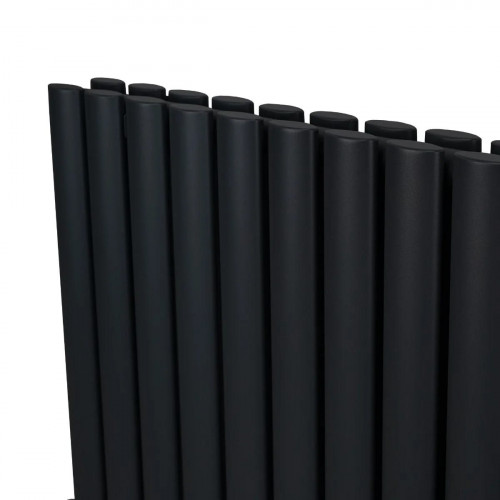 Radiador De Columna Ovalada - 600mm x 780mm - Negro & Válvulas Cromadas TRV