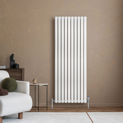 Radiador de Columna Simple Ovalado y Válvulas – 1600 mm x 600 mm – Blanco