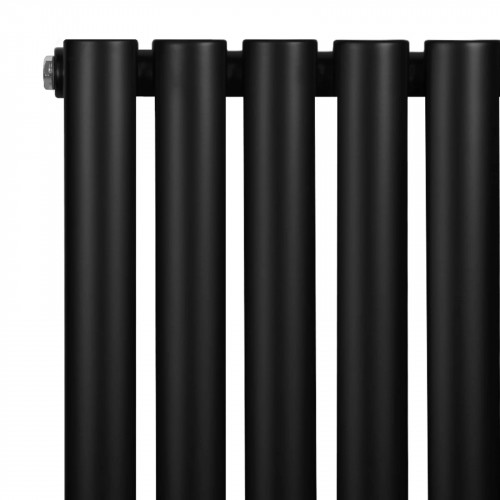 Radiador de Columna Simple Ovalado y Válvulas – 1600 mm x 600 mm – Negro