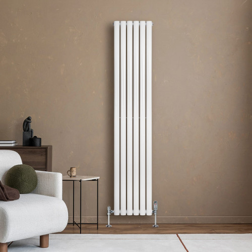 Radiador de Columna Simple Ovalado y Válvulas – 1800 mm x 360 mm – Blanco