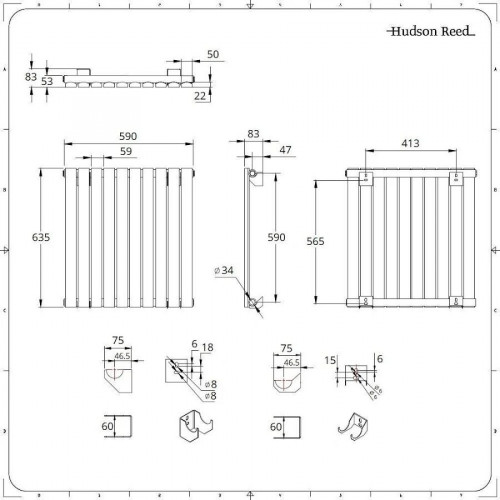 Radiador de Diseño Horizontal Antracita Sloane 635mm x 590mm