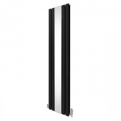 Radiador Plano con Espejo y Válvulas Cromadas TVR - 1800 mm x 425 mm - Negro