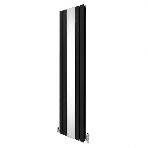 Radiador Plano con Espejo y Válvulas Cromadas TVR - 1800 mm x 425 mm - Negro