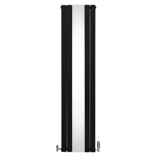 Radiador Plano con Espejo y Válvulas Cromadas TVR - 1800 mm x 425 mm - Negro