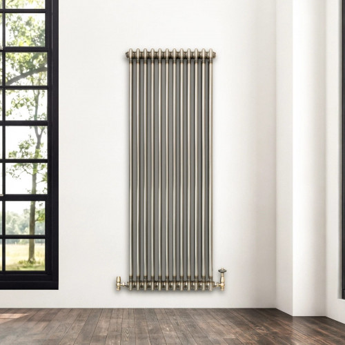 Radiador Tradicional de 2 Columnas y Válvulas - 1800 x 560mm - Metal Crudo
