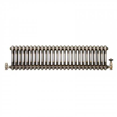 Radiador Tradicional de 2 Columnas y Válvulas - 300 x 1190mm - Metal Crudo