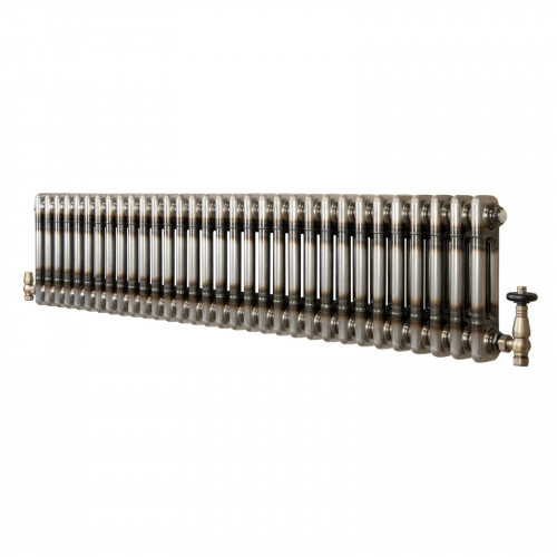 Radiador Tradicional de 2 Columnas y Válvulas - 300 x 1460mm - Metal Crudo