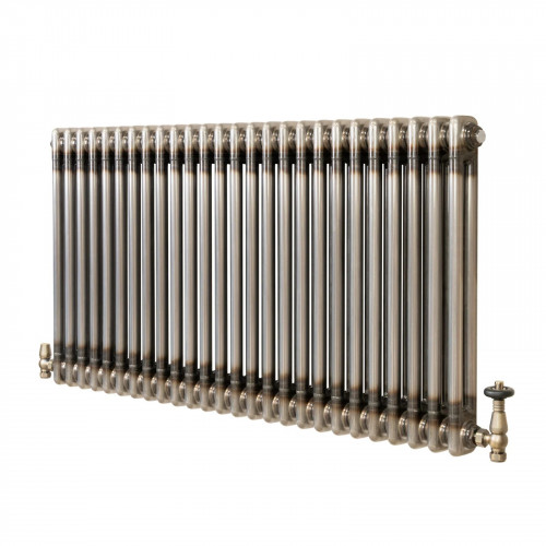 Radiador Tradicional de 2 Columnas y Válvulas - 600 x 1190mm - Metal Crudo