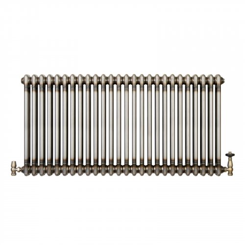 Radiador Tradicional de 2 Columnas y Válvulas - 600 x 1190mm - Metal Crudo