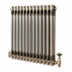Radiador Tradicional de 2 Columnas y Válvulas - 600 x 605mm - Metal Crudo