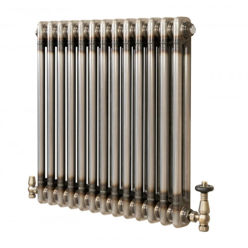 Radiador Tradicional de 2 Columnas y Válvulas - 600 x 605mm - Metal Crudo
