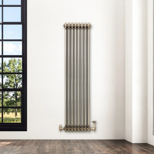 Radiador Tradicional de 3 Columnas y Válvulas - 1500 x 380mm - Metal Crudo