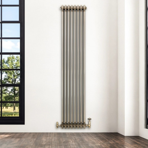 Radiador Tradicional de 3 Columnas y Válvulas - 1800 x 380mm - Metal Crudo