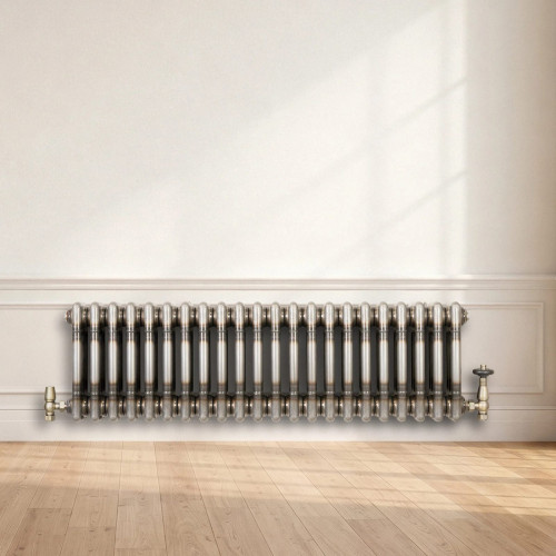 Radiador Tradicional de 3 Columnas y Válvulas - 300 x 1010mm - Metal Crudo