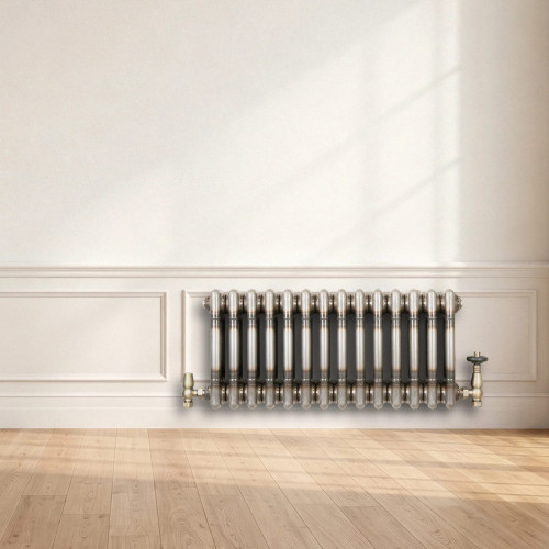 Radiador Tradicional de 3 Columnas y Válvulas - 300 x 650mm - Metal Crudo