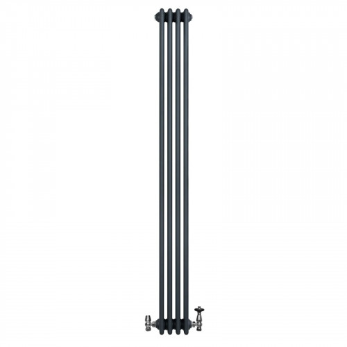 Radiador Tradicional de 4 Columnas y Válvulas – 1800 x 200 mm – Gris Antracita