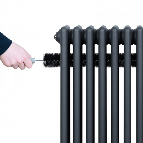 Radiador Tradicional de 4 Columnas y Válvulas – 1800 x 200 mm – Gris Antracita