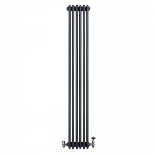 Radiador Tradicional de 4 Columnas y Válvulas – 1800 x 290 mm – Gris Antracita