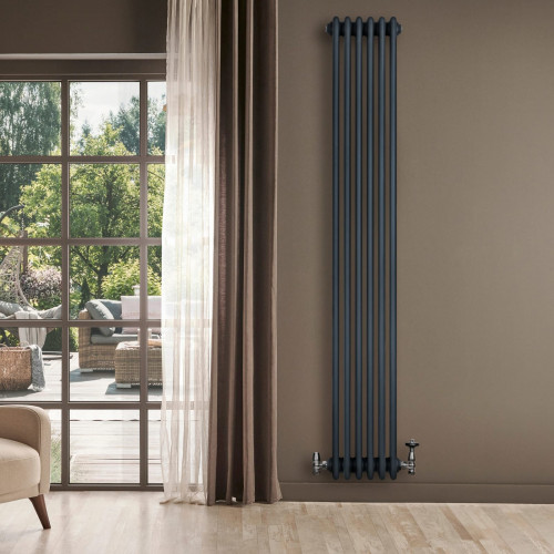 Radiador Tradicional de 4 Columnas y Válvulas – 1800 x 290 mm – Gris Antracita