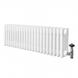 Radiador Tradicional de 4 Columnas y Válvulas – 300 x 1010 mm – Blanco