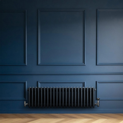 Radiador Tradicional de 4 Columnas y Válvulas – 300 x 1010 mm – Gris Antracita