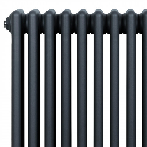 Radiador Tradicional de 4 Columnas y Válvulas – 300 x 1370 mm – Gris Antracita