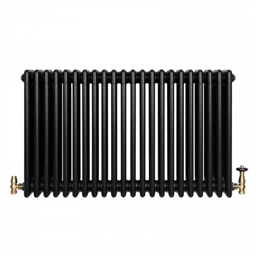 Radiador Tradicional de 4 Columnas y Válvulas – 600 x 1010 mm – Negro