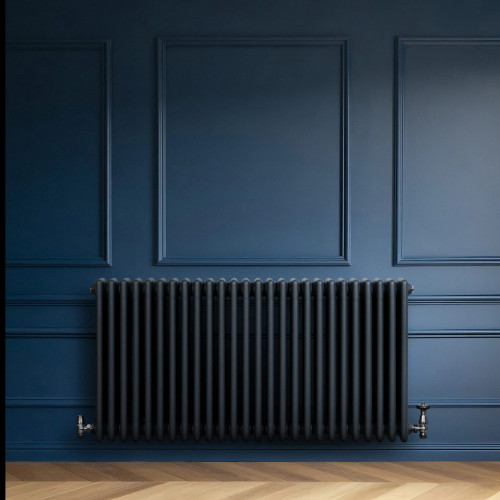Radiador Tradicional de 4 Columnas y Válvulas – 600 x 1190 mm – Gris Antracita