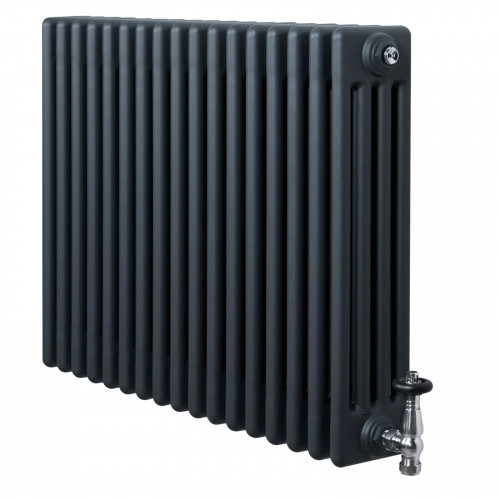 Radiador Tradicional de 4 Columnas y Válvulas – 600 x 785 mm – Gris Antracita