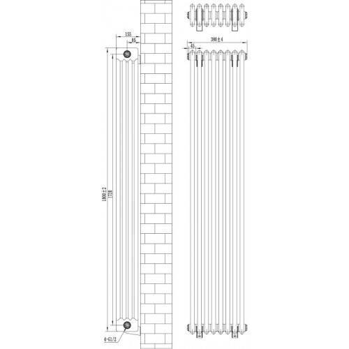 Radiador tradicional vertical 4 columnas