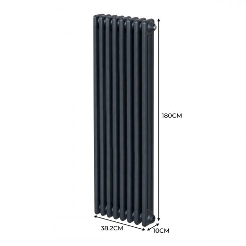 Radiador Tradicional Vertical de 3 columnas – 1800 x 382 mm - Gris Antracita