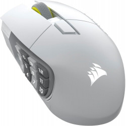 Ratón Corsair inalámbrico Scimitar ELITE WL SE. 33000 DPI 16 botones Key Slider RGB 150h batería blanco
