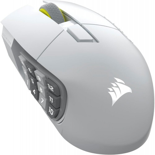 Ratón Corsair inalámbrico Scimitar ELITE WL SE. 33000 DPI 16 botones Key Slider RGB 150h batería blanco