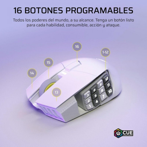 Ratón Corsair inalámbrico Scimitar ELITE WL SE. 33000 DPI 16 botones Key Slider RGB 150h batería blanco