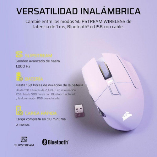 Ratón Corsair inalámbrico Scimitar ELITE WL SE. 33000 DPI 16 botones Key Slider RGB 150h batería blanco