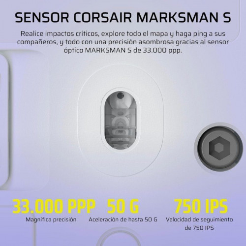 Ratón Corsair inalámbrico Scimitar ELITE WL SE. 33000 DPI 16 botones Key Slider RGB 150h batería blanco