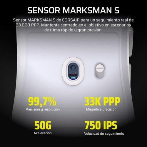 Ratón Corsair Sabre v2 Pro Ultralight Wireless 33000DPI 8000Hz Blanco 36g 70h Batería