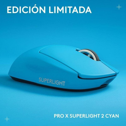 Ratón Logitech G PRO X SUPERLIGHT 2 LIGHTSPEED Inalámbrico 44000 DPI Cyan Edición Limitada