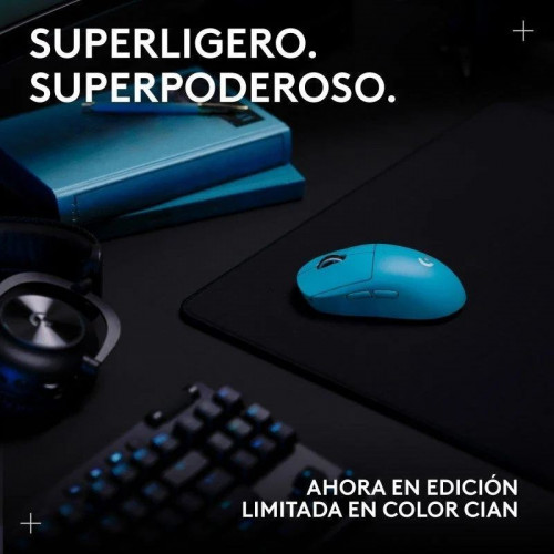 Ratón Logitech G PRO X SUPERLIGHT 2 LIGHTSPEED Inalámbrico 44000 DPI Cyan Edición Limitada