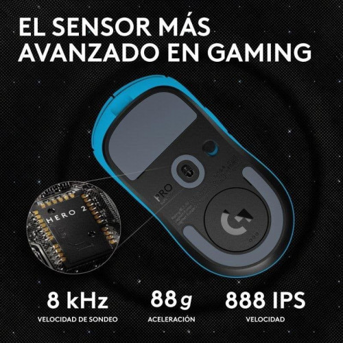 Ratón Logitech G PRO X SUPERLIGHT 2 LIGHTSPEED Inalámbrico 44000 DPI Cyan Edición Limitada