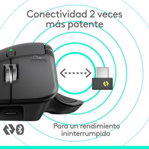 Ratón Logitech MX Master 4 Inalámbrico RF + Bluetooth 8000 DPI Grafito 8 Botones Ergonomía