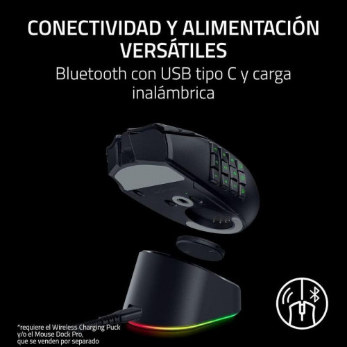Ratón Razer Naga V3 Pro Bluetooth Radiofrecuencia 30000 DPI Negro Botones programables