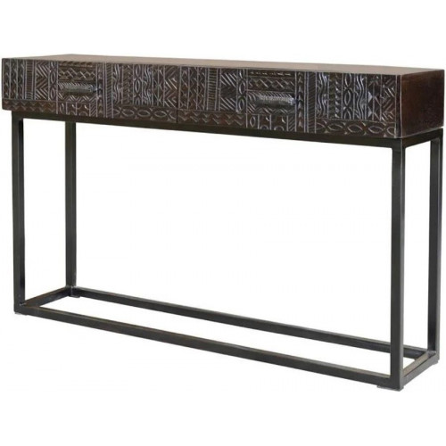 Recibidor en madera de mango y patas de metal nogal oscuro