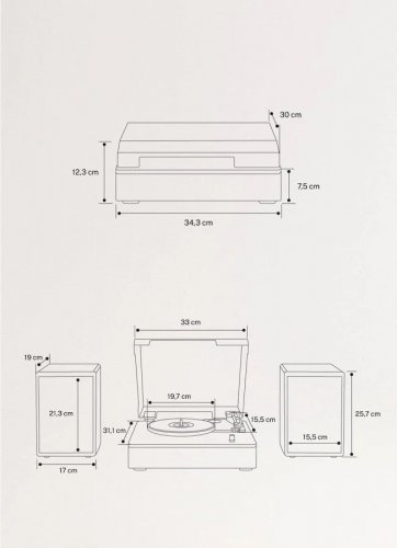RECORD PLAYER PRO Tocadiscos Con 2 Altavoces Externos