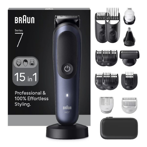 Recortadora corporal Braun Series 7 AIO7580, Todo en uno Azul