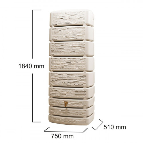 Recuperador de agua polietileno Slim Stone 500L beige